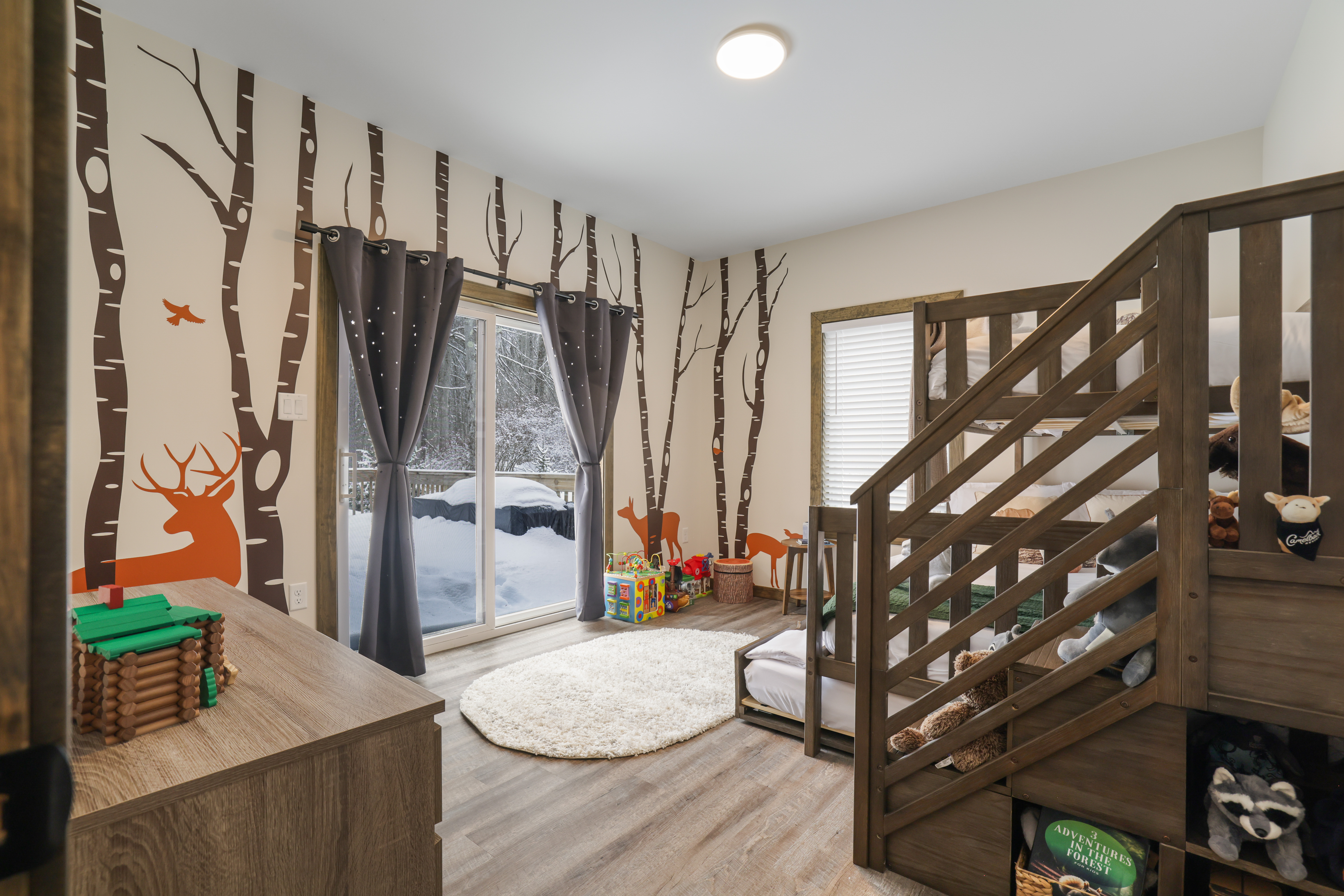 Kids room with woodland theme